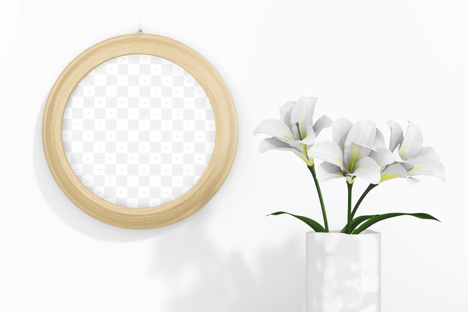 Round Photo Frame Mockup, Front View