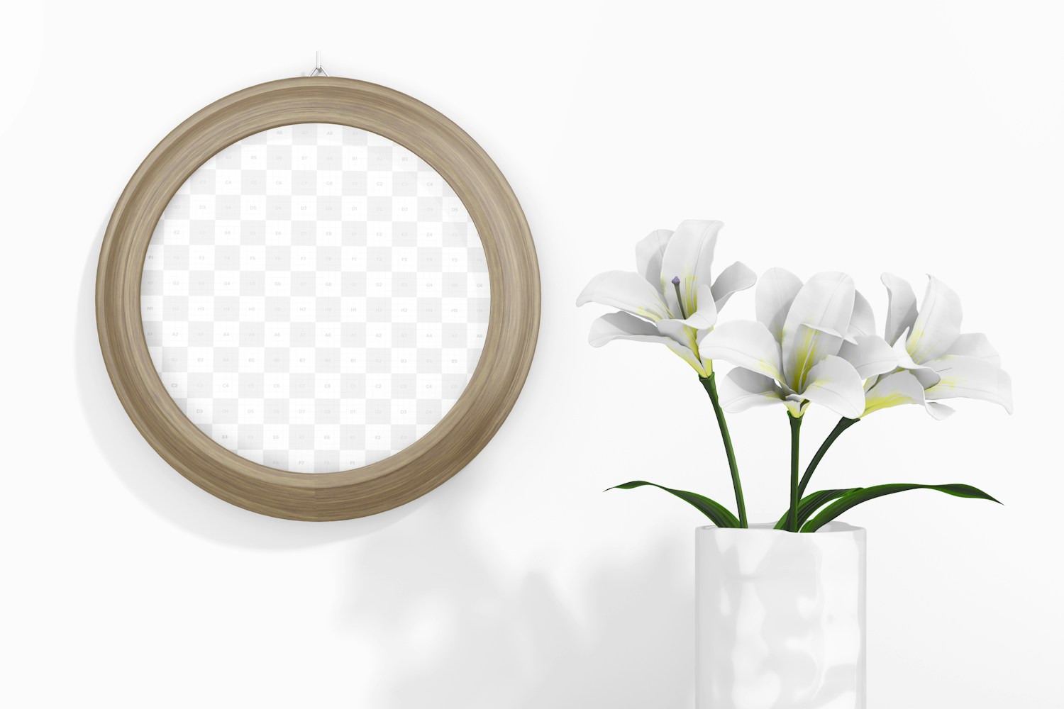 Round Photo Frame Mockup, Front View
