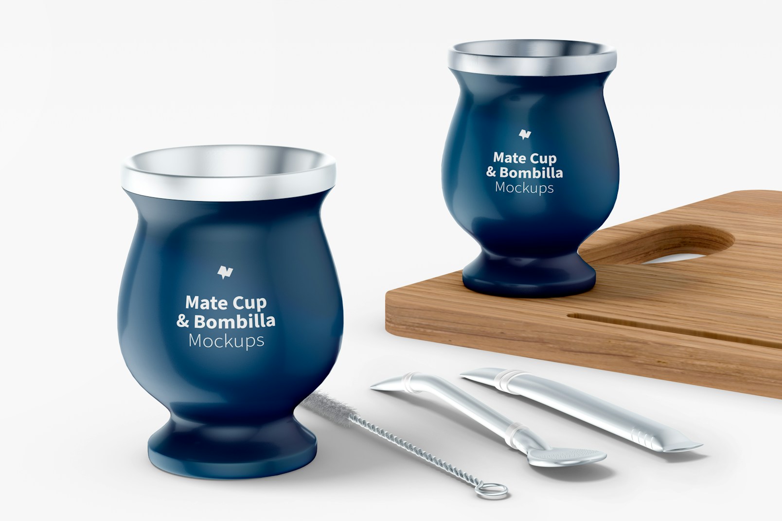 Mate Cup and Bombilla Mockup, Leaned