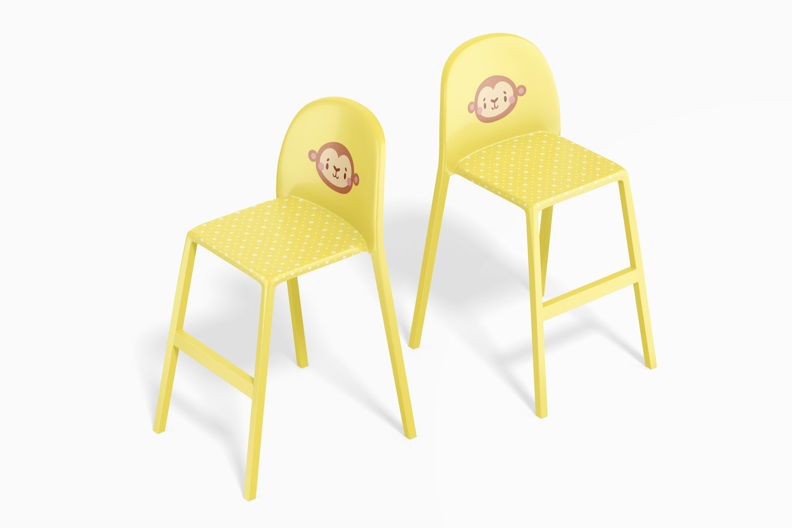 Plastic High Chairs for Kids Mockup, Top View