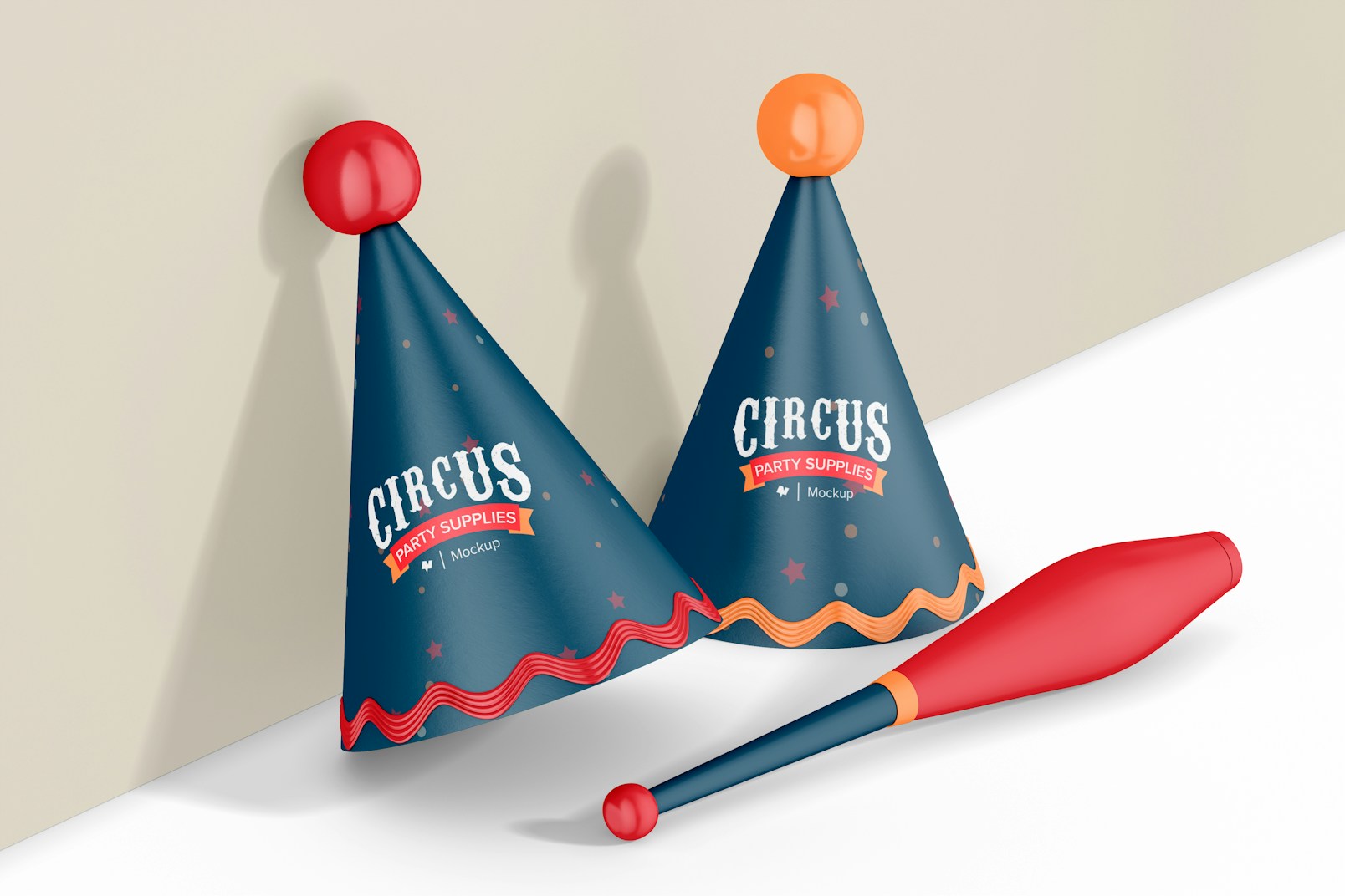 Circus Hats Mockup, Leaned