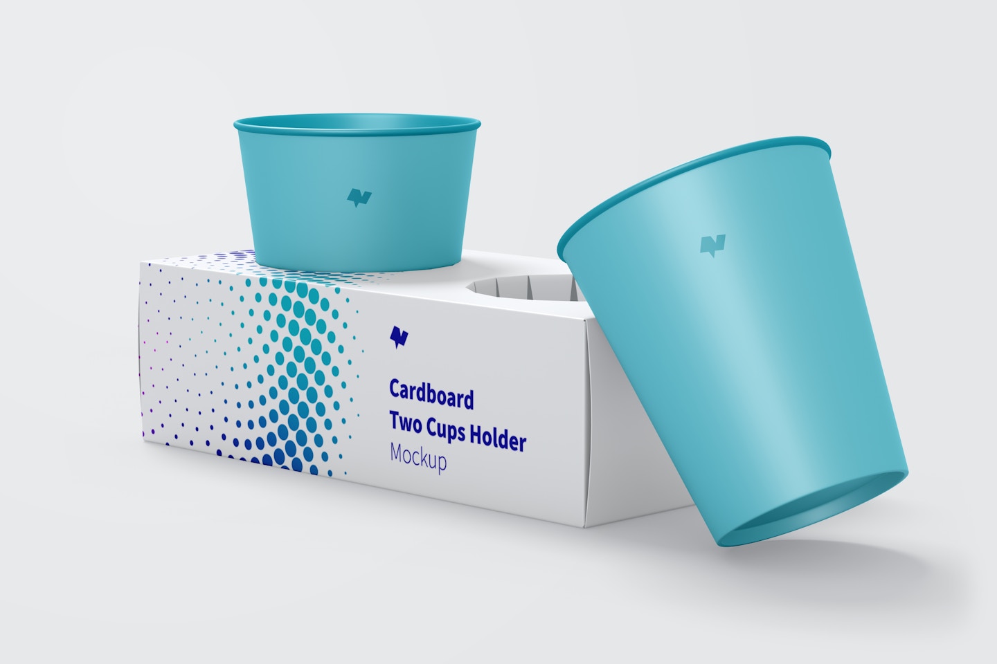 Cardboard Two Cups Holder Mockup, Side View