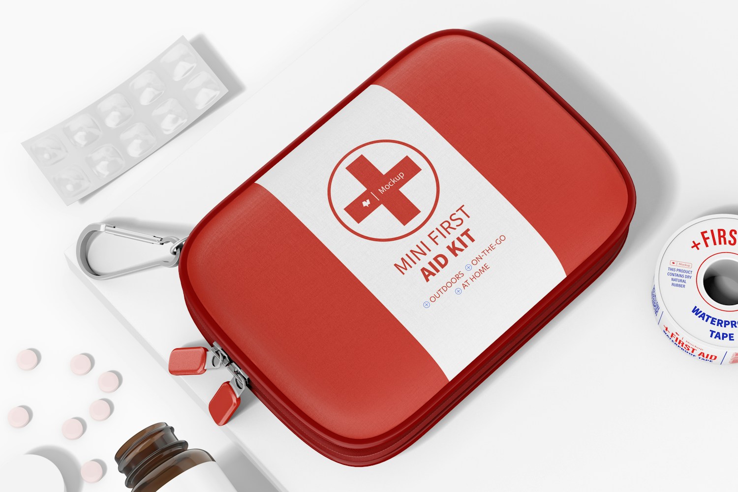 Mini First Aid Kit Mockup, Top View