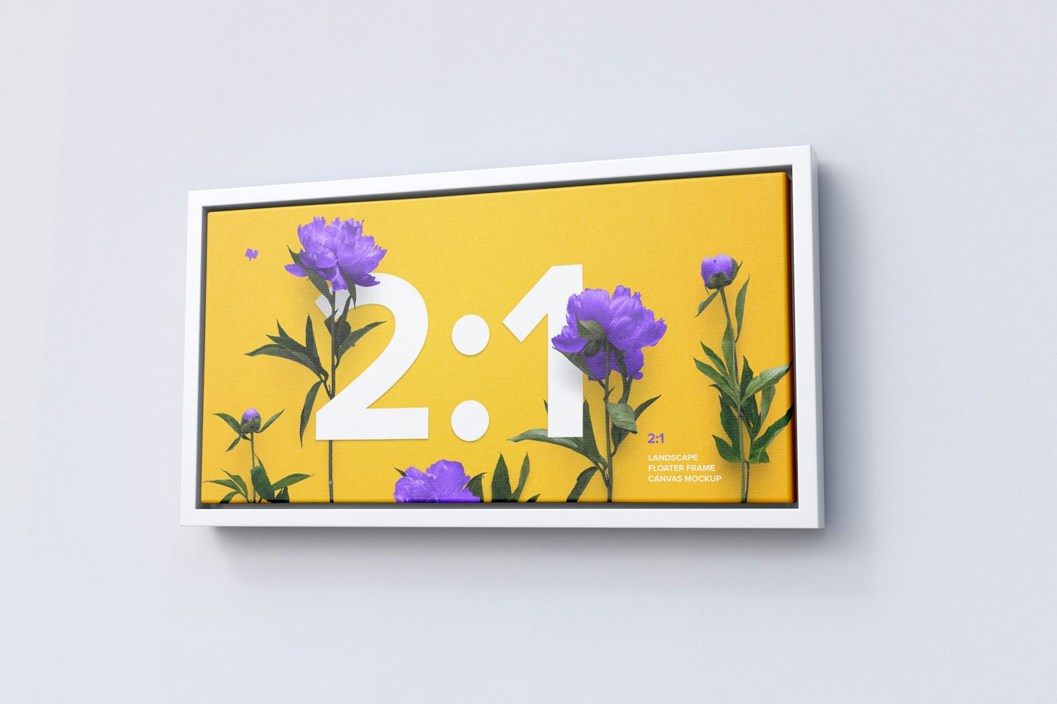 2:1 Landscape Canvas Mockup in Floater Frame, Right View