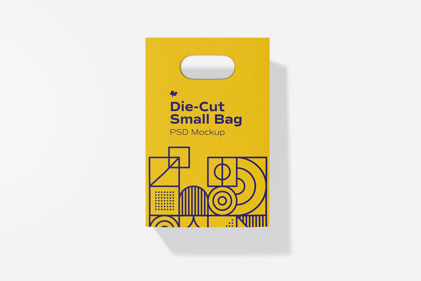 Die-Cut Small Paper Bag Mockup, Top View