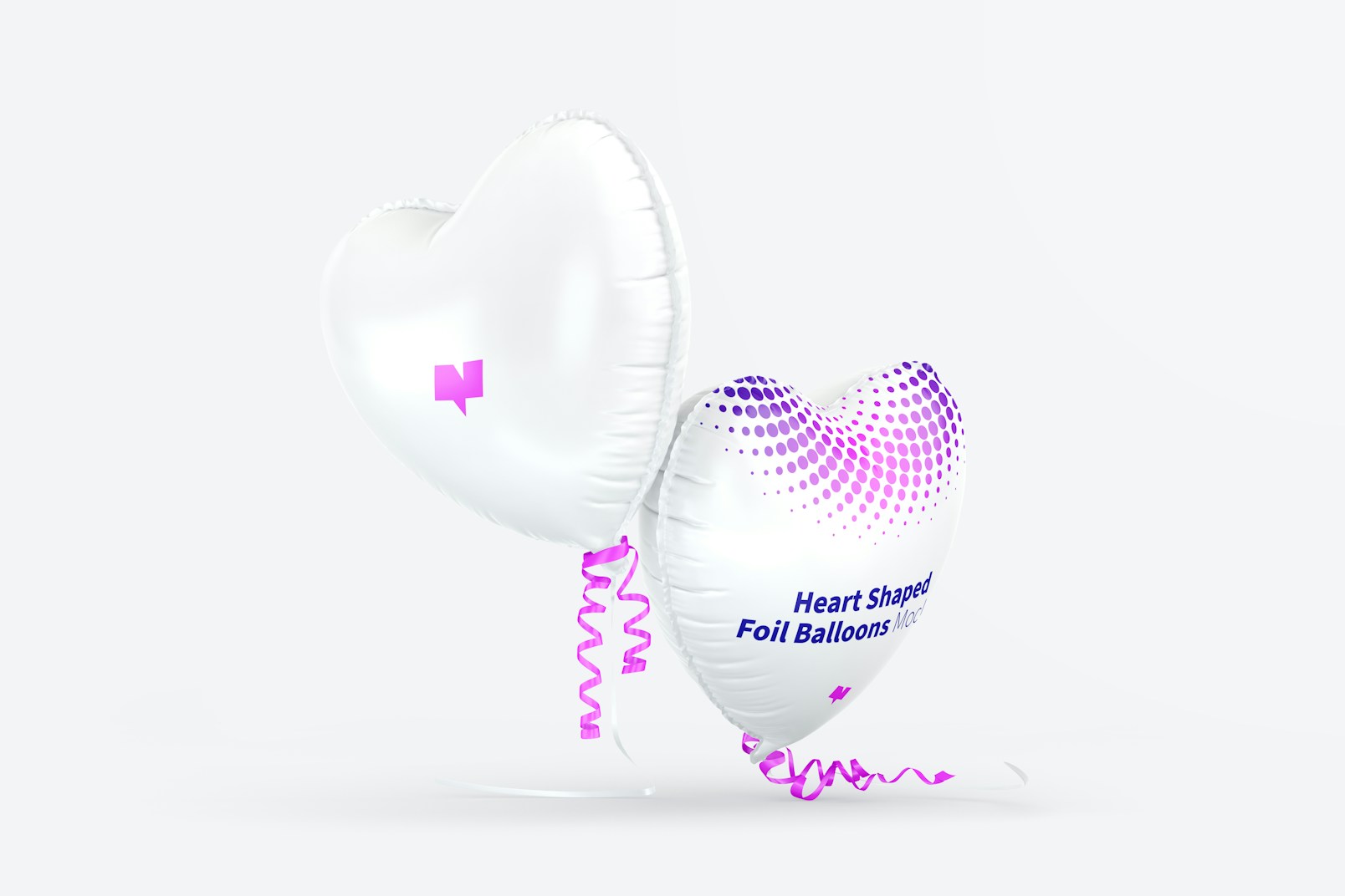 Heart Shaped Foil Balloons Mockup, Falling