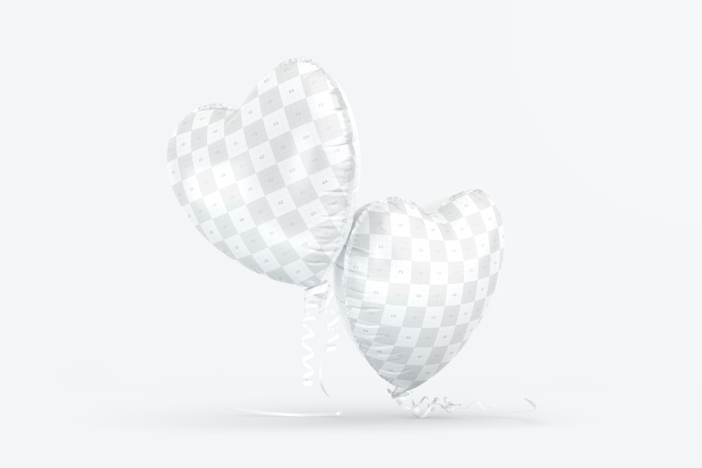 Heart Shaped Foil Balloons PSD Mockup, Falling – Original Mockups
