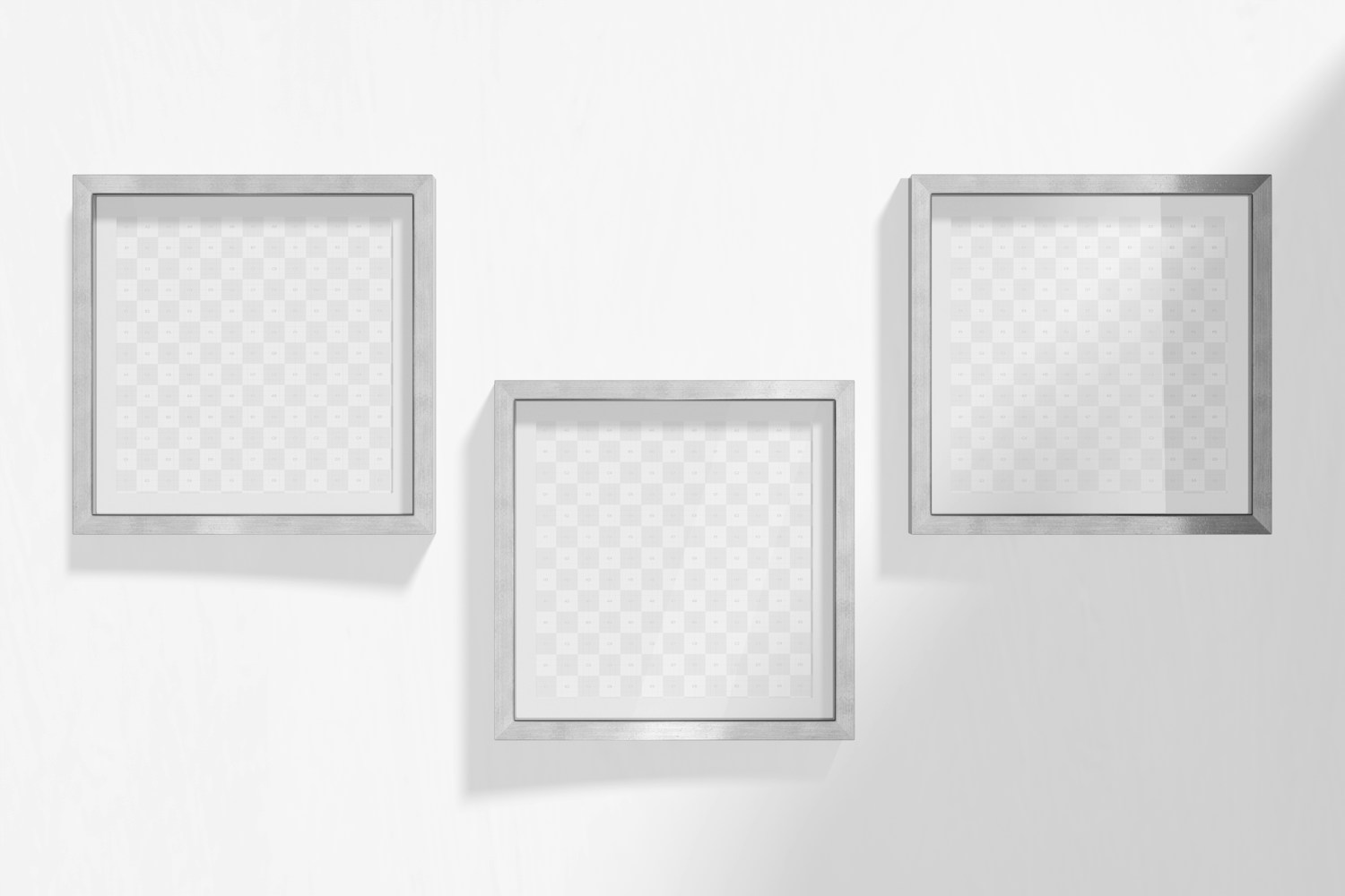 Square Metallic Shadow Box Frames Set Mockup