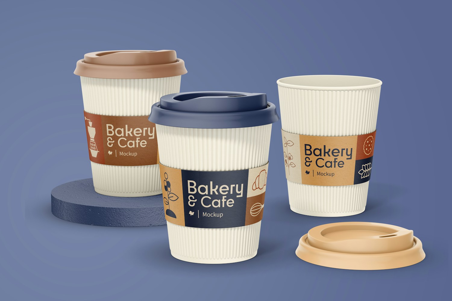 4 oz Paper Coffee Cup Set with Lid Mockup