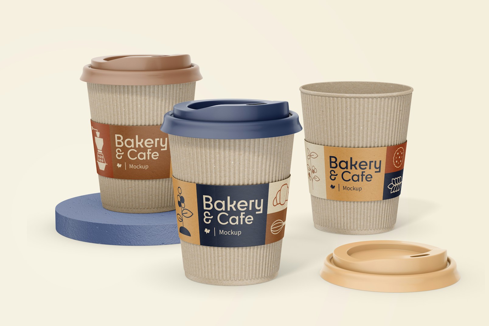 4 oz Paper Coffee Cup Set with Lid Mockup