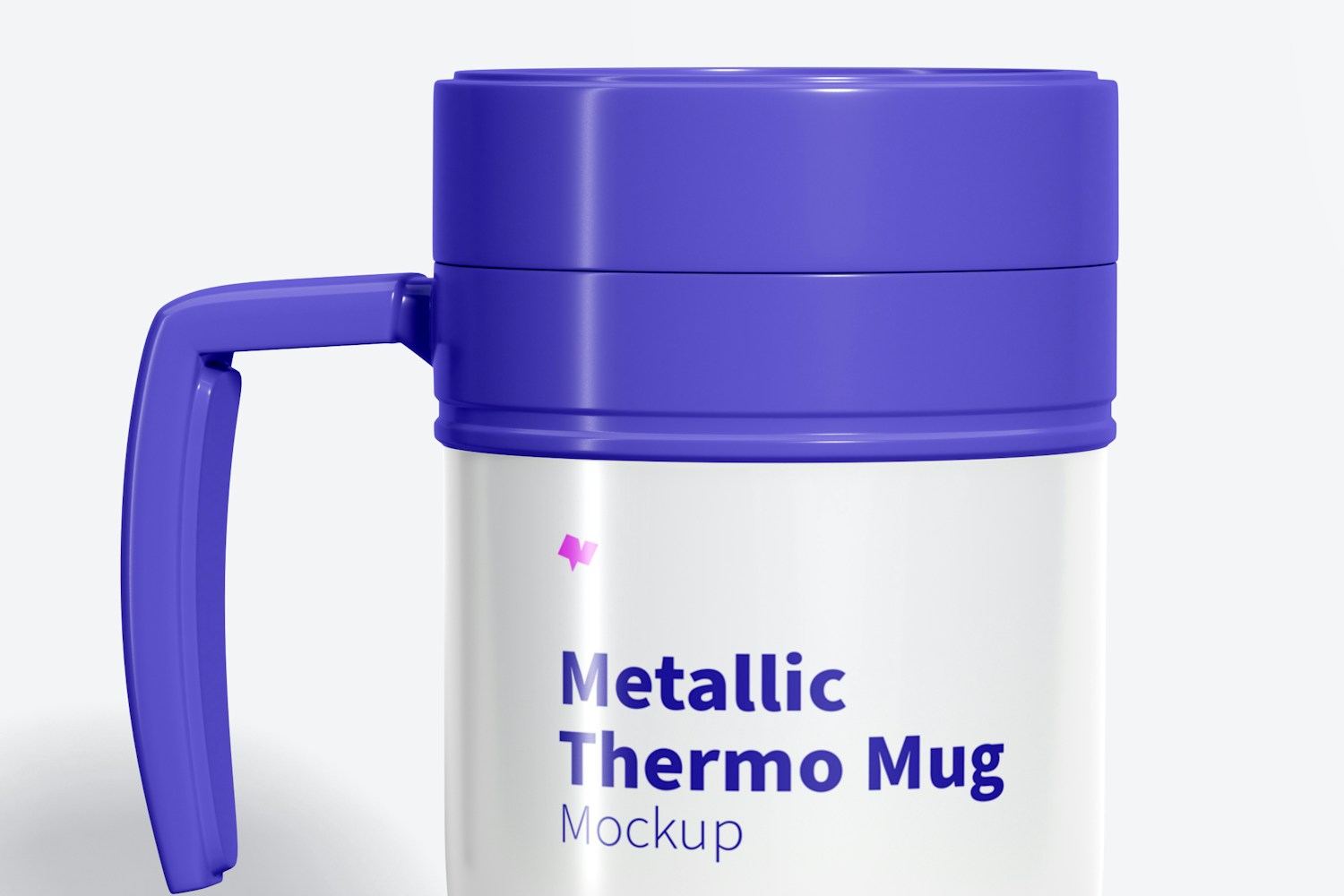 Glossy Metallic Thermo Mug Mockup, Front View