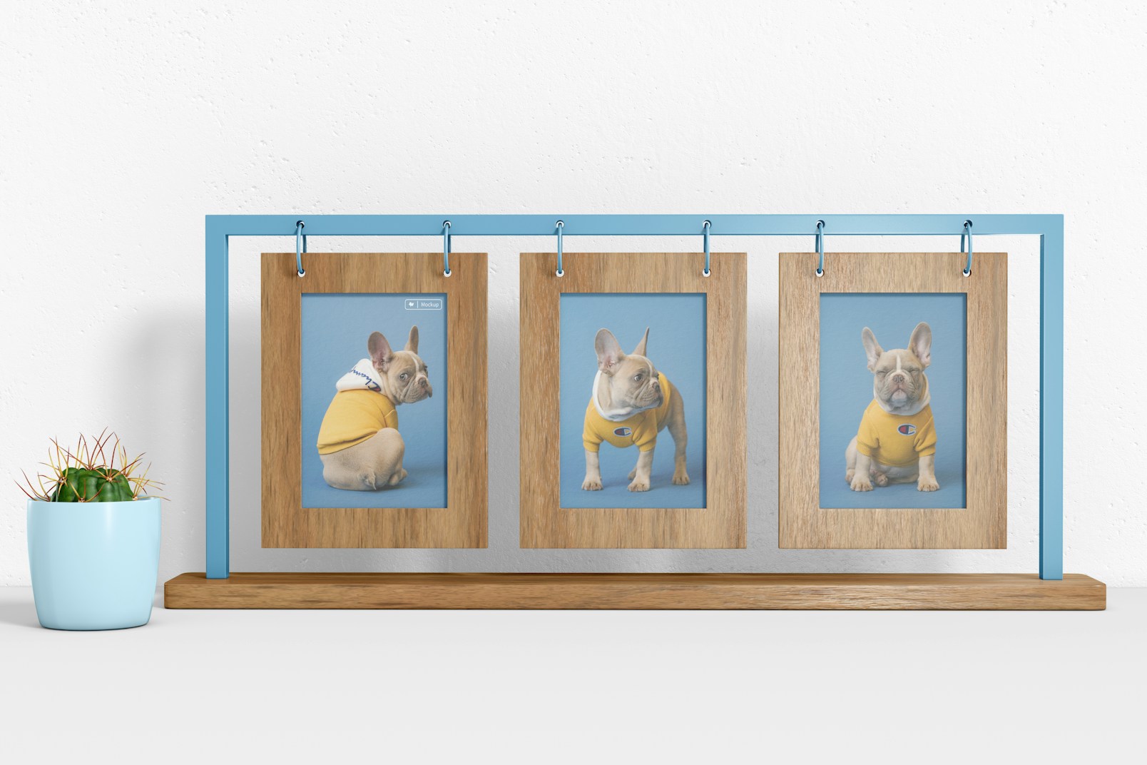 Triple Table Photo Frame Mockup, Front View