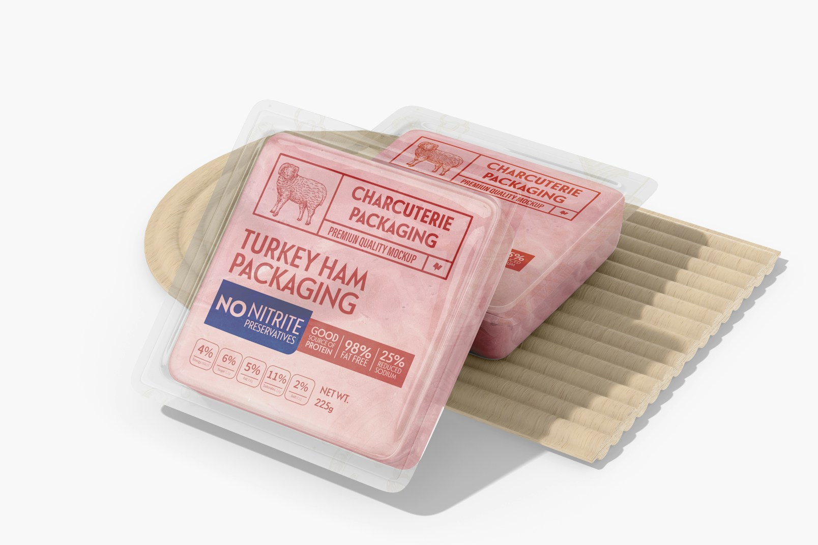 Turkey Ham Packaging Mockup, Perspective