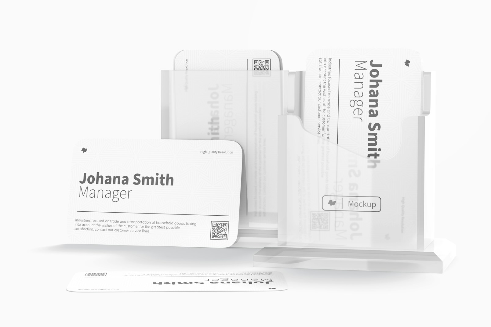 Acrylic Business Card Holders Mockup, Front and Back View