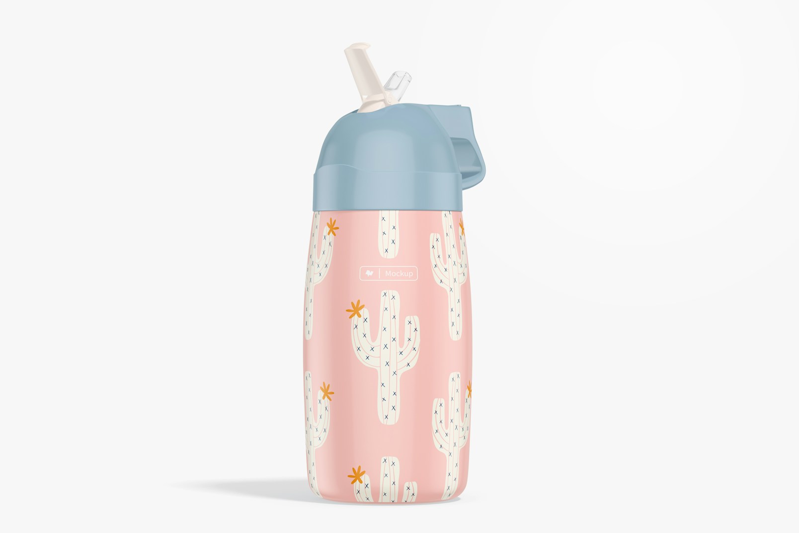 Bottle with Straw for Kids Mockup, Front View