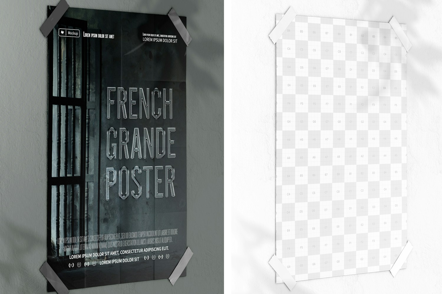 French Grande Poster Mockup, Left View