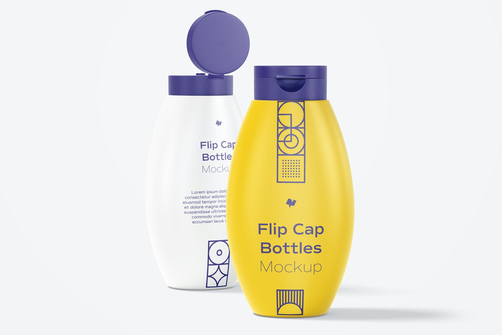 Flip Cap Bottles Mockup, Front View