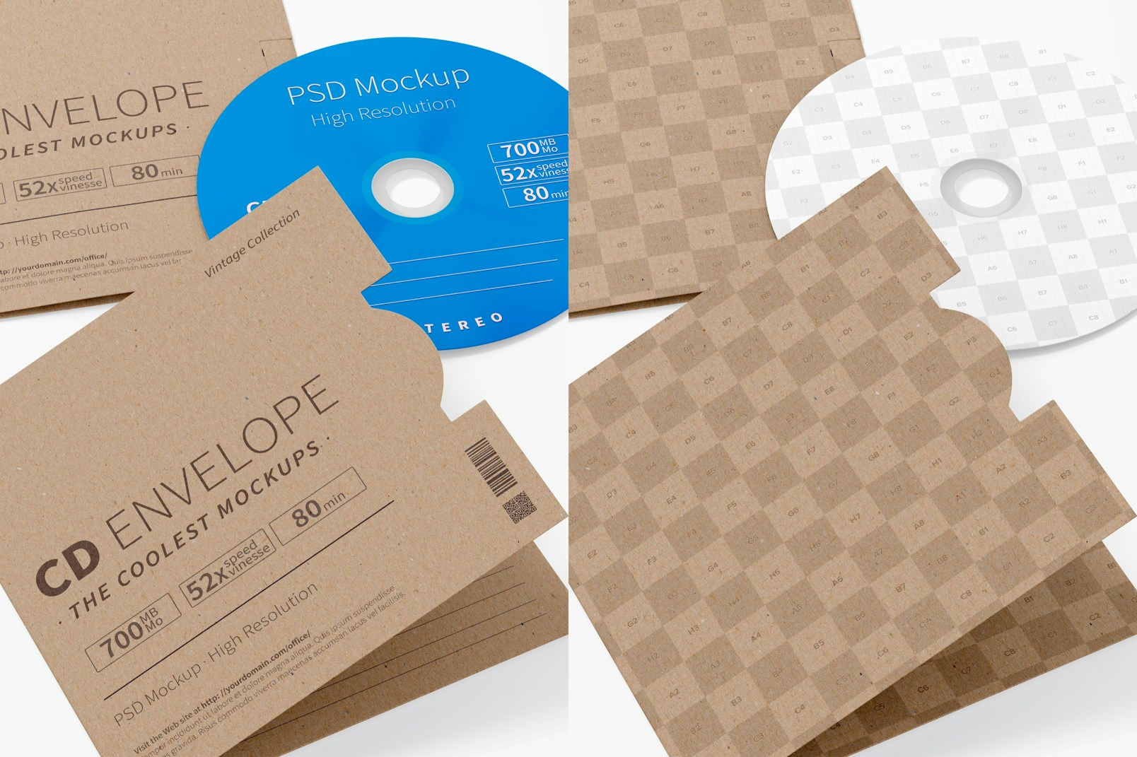 CD Envelopes Mockup, Close Up