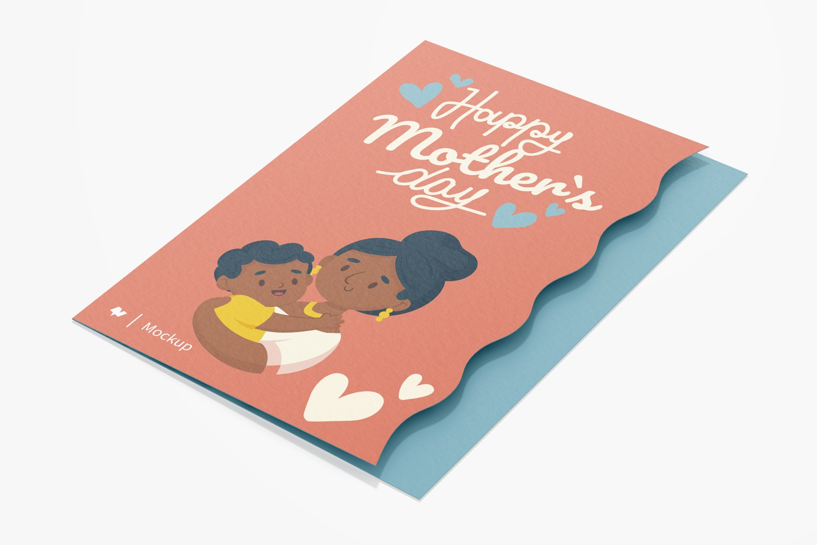 Mother’s Day Bi Fold Card Mockup, Perspective