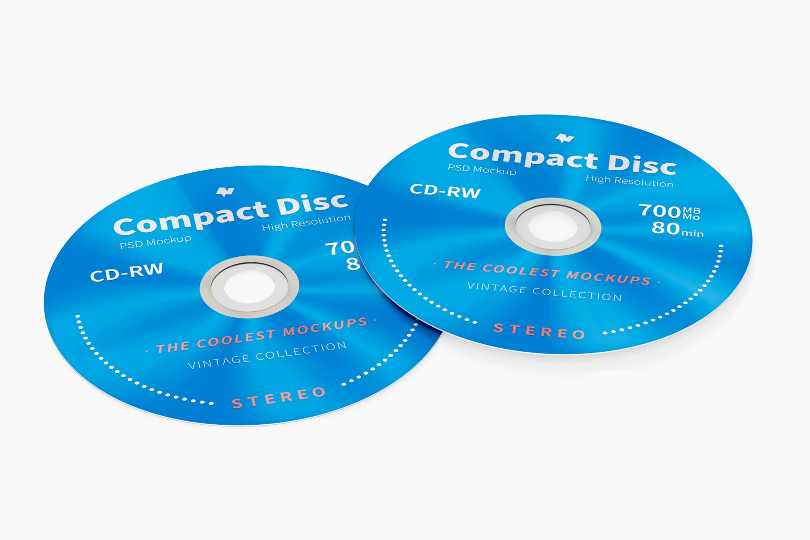 Compact Discs Mockup, Front View