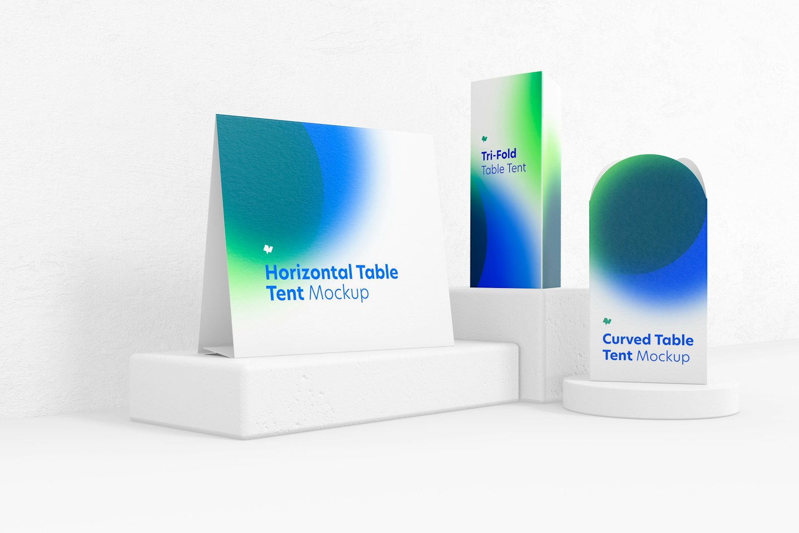 Table Tent Cards Scene Mockup, Front View