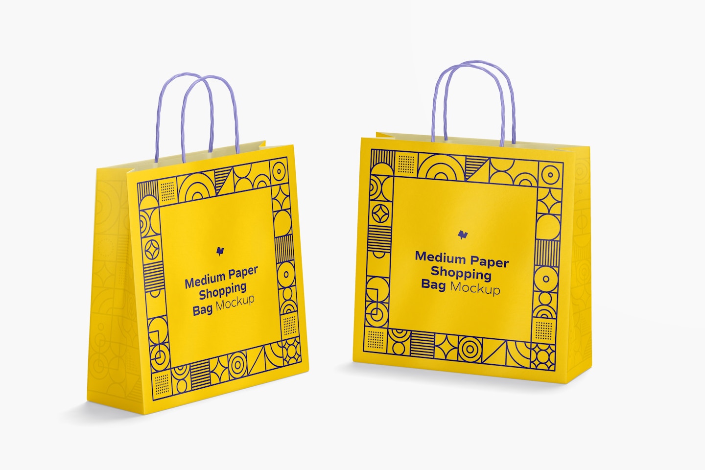 Medium Paper Shopping Bags Mockup, Perspective