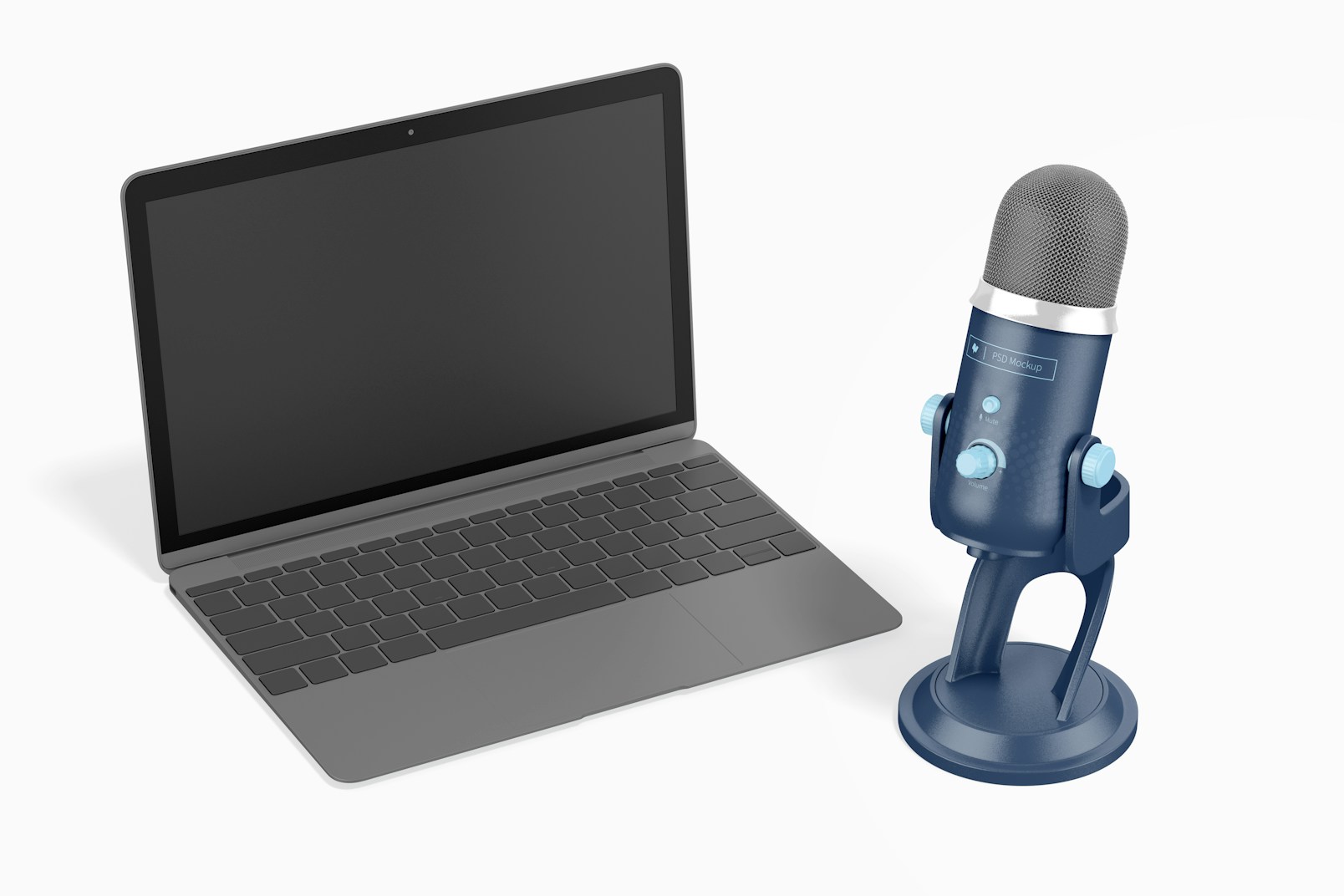 Streaming Microphone with Laptop Mockup