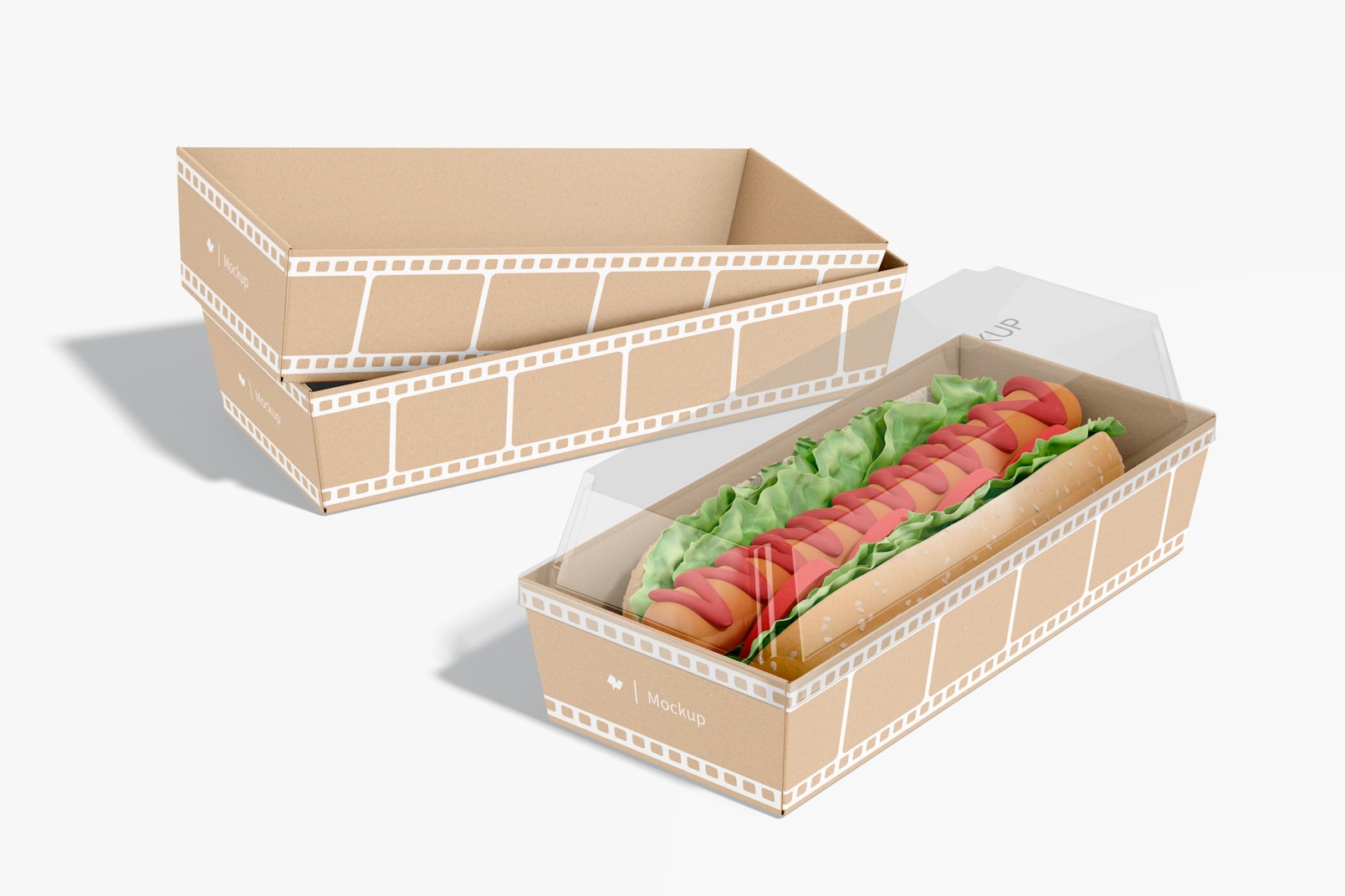 Hot Dog Kraft Boxes Mockup