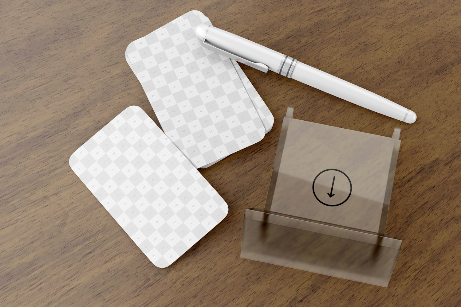 Acrylic Business Card Holder Mockup, Top View