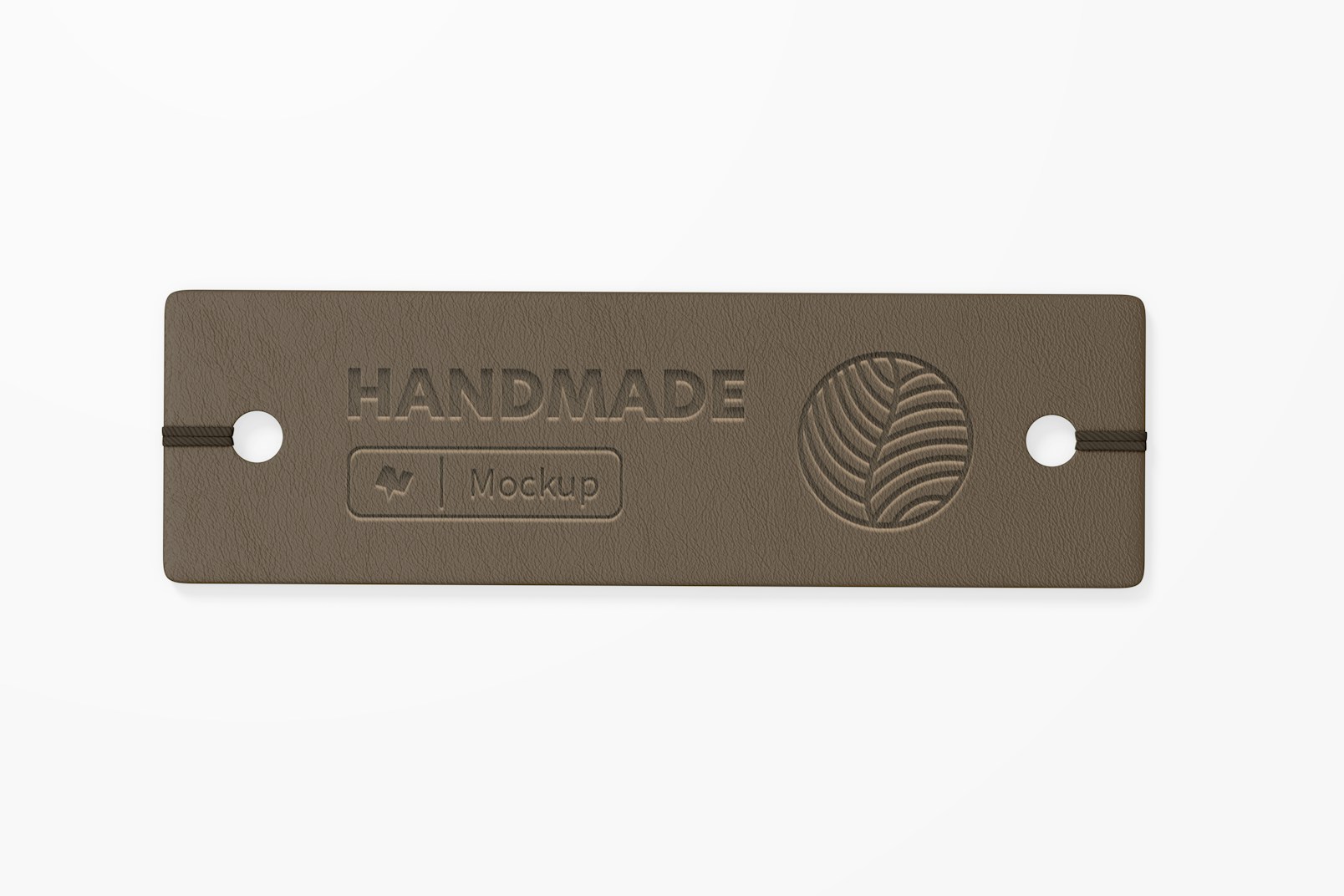 Rectangular Leather Clothing Tag Mockup, Top View