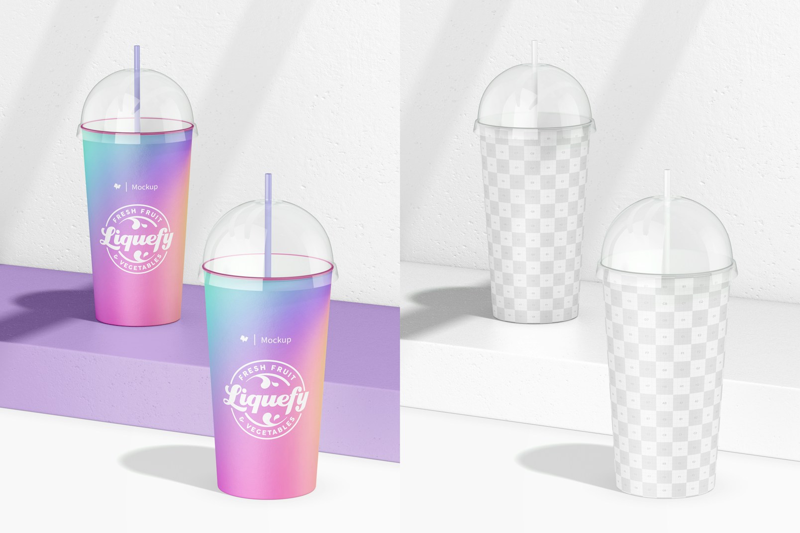 Paper Cups With Plastic Dome Lid Mockup
