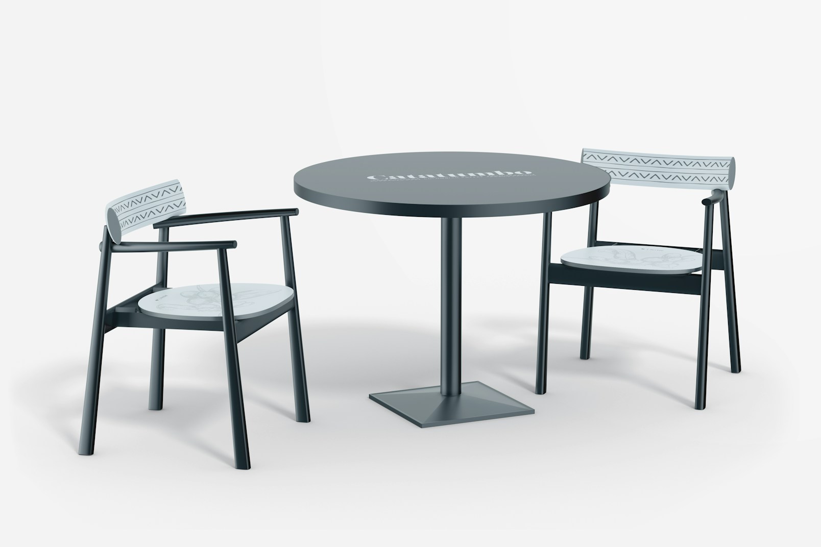 Round Restaurant Table Mockup, Perspective