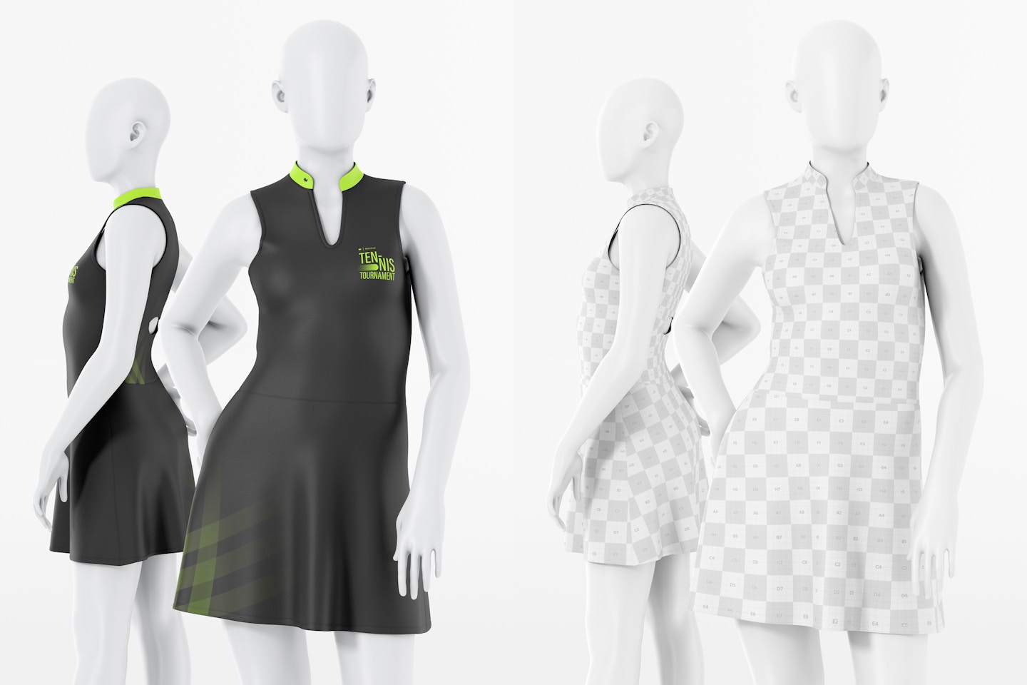 Tennis Dresses Mockup, Side and Front View