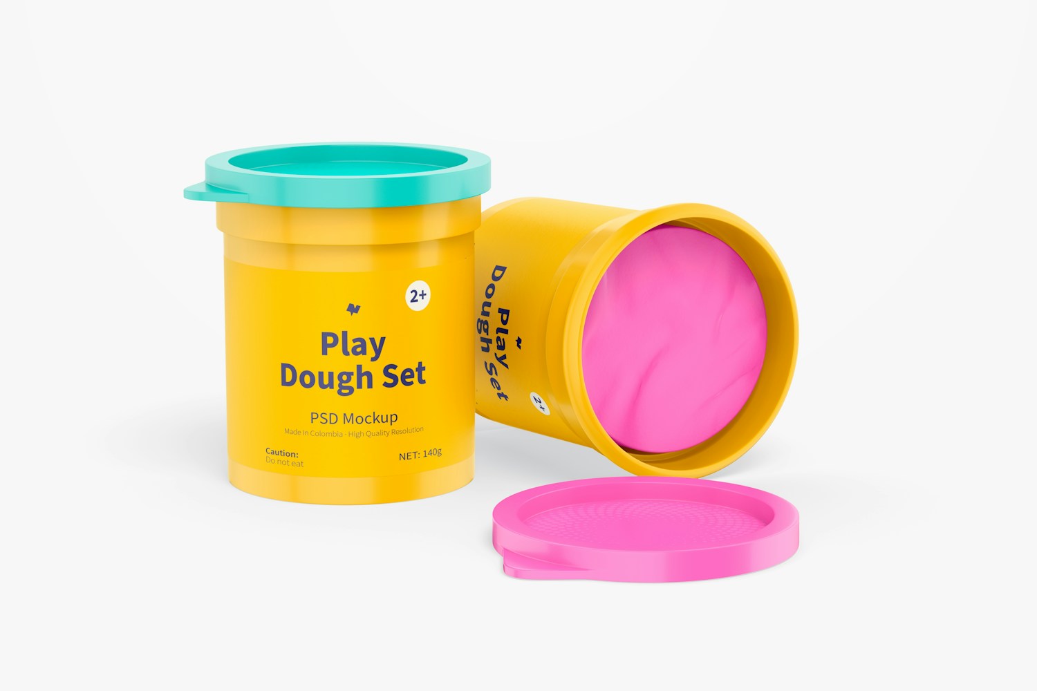 Play Dough Set Mockup, Opened and Closed