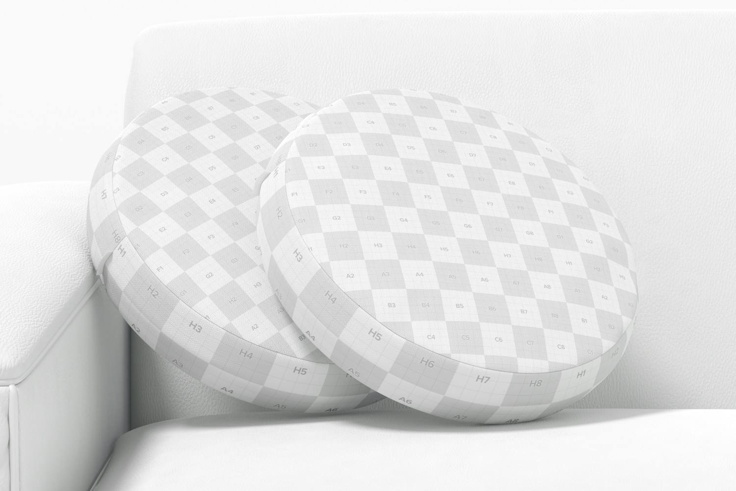 Round Pillows with Sofa Mockup