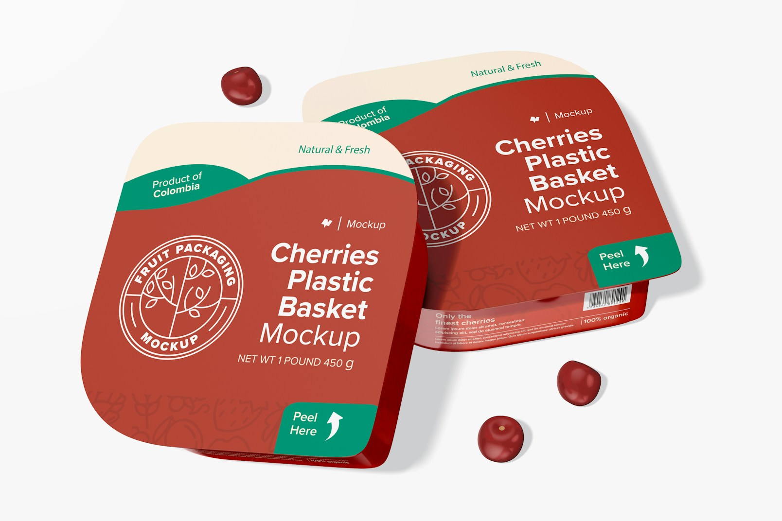 Cherries Plastic Baskets Mockup