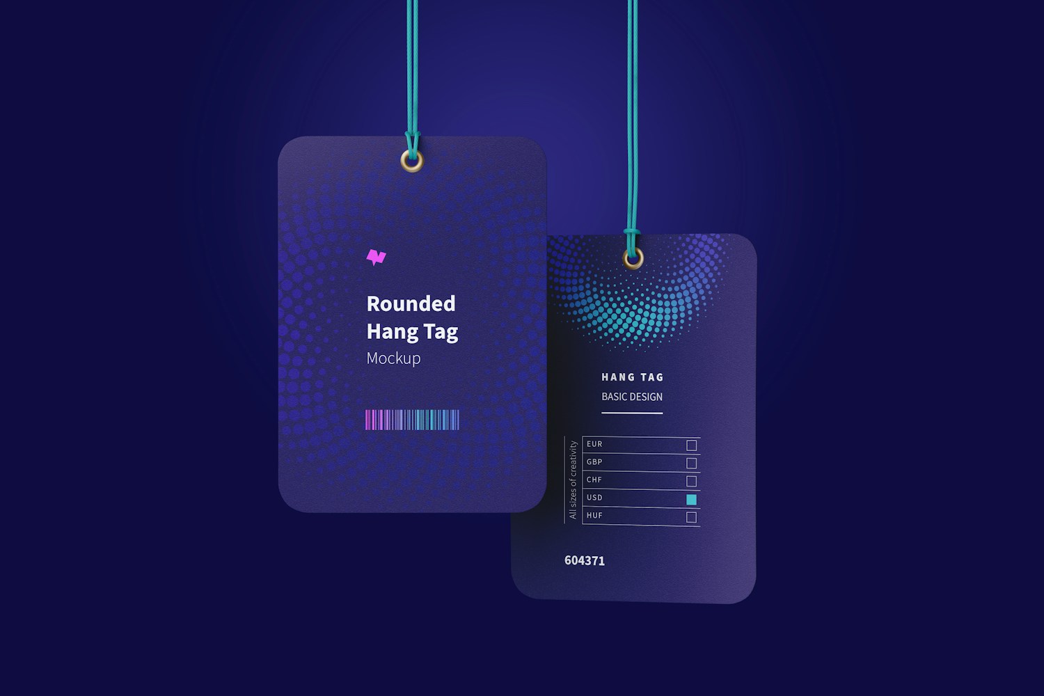 Rounded Hang Tags Mockup with String, Two-sided 03