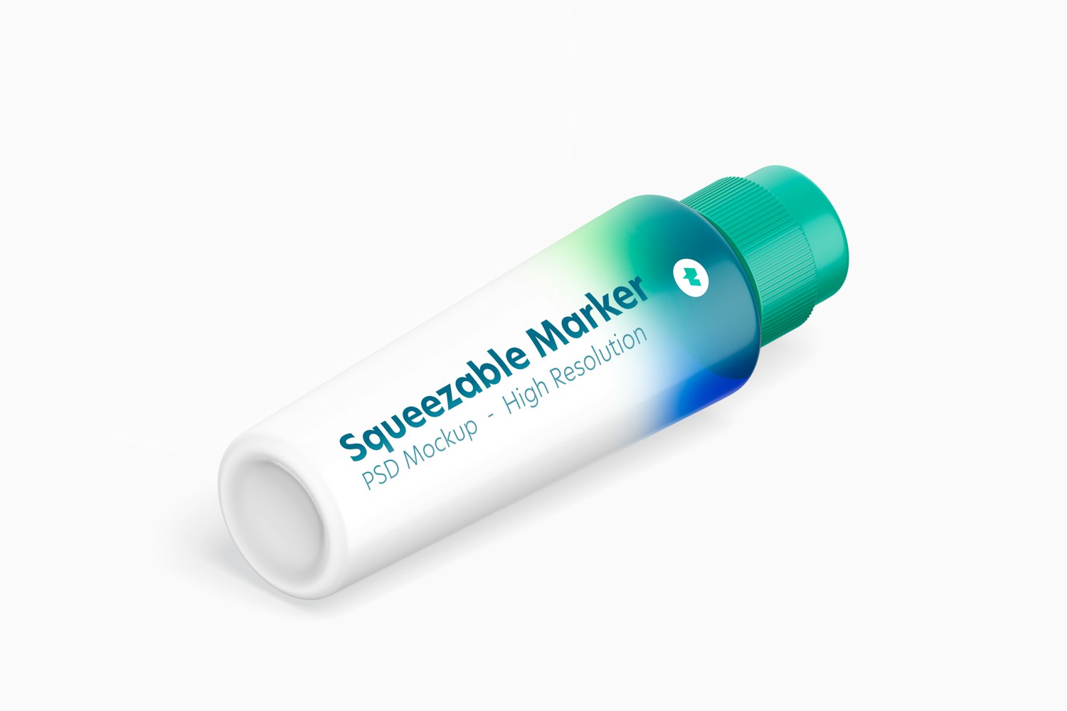 Squeezable Marker Mockup, Isometric Right View