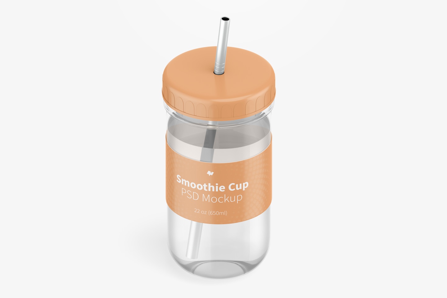Smoothie Cup with Lid Mockup, Isometric View