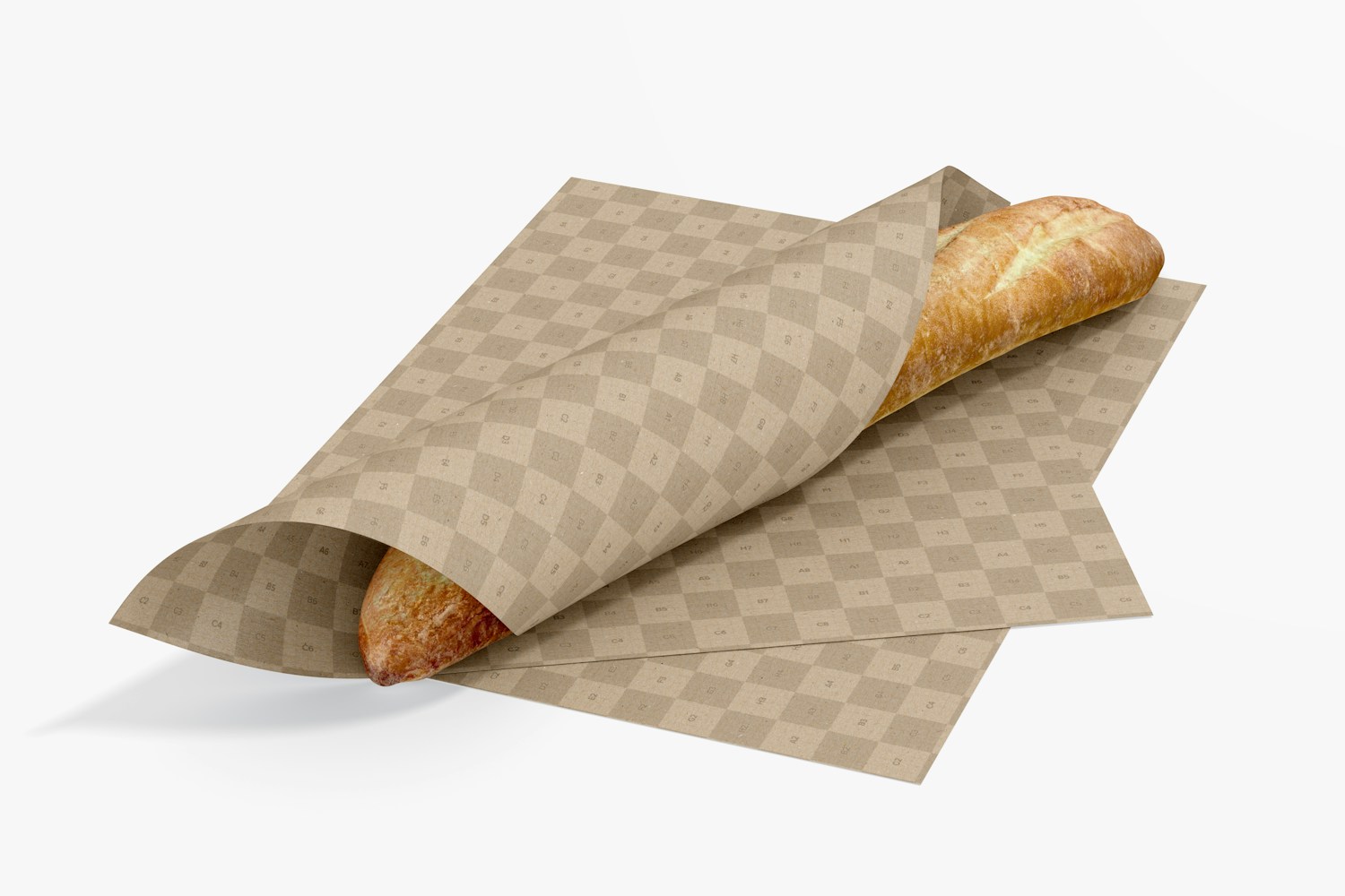 Bread Wrapping Paper Mockup, Perspective
