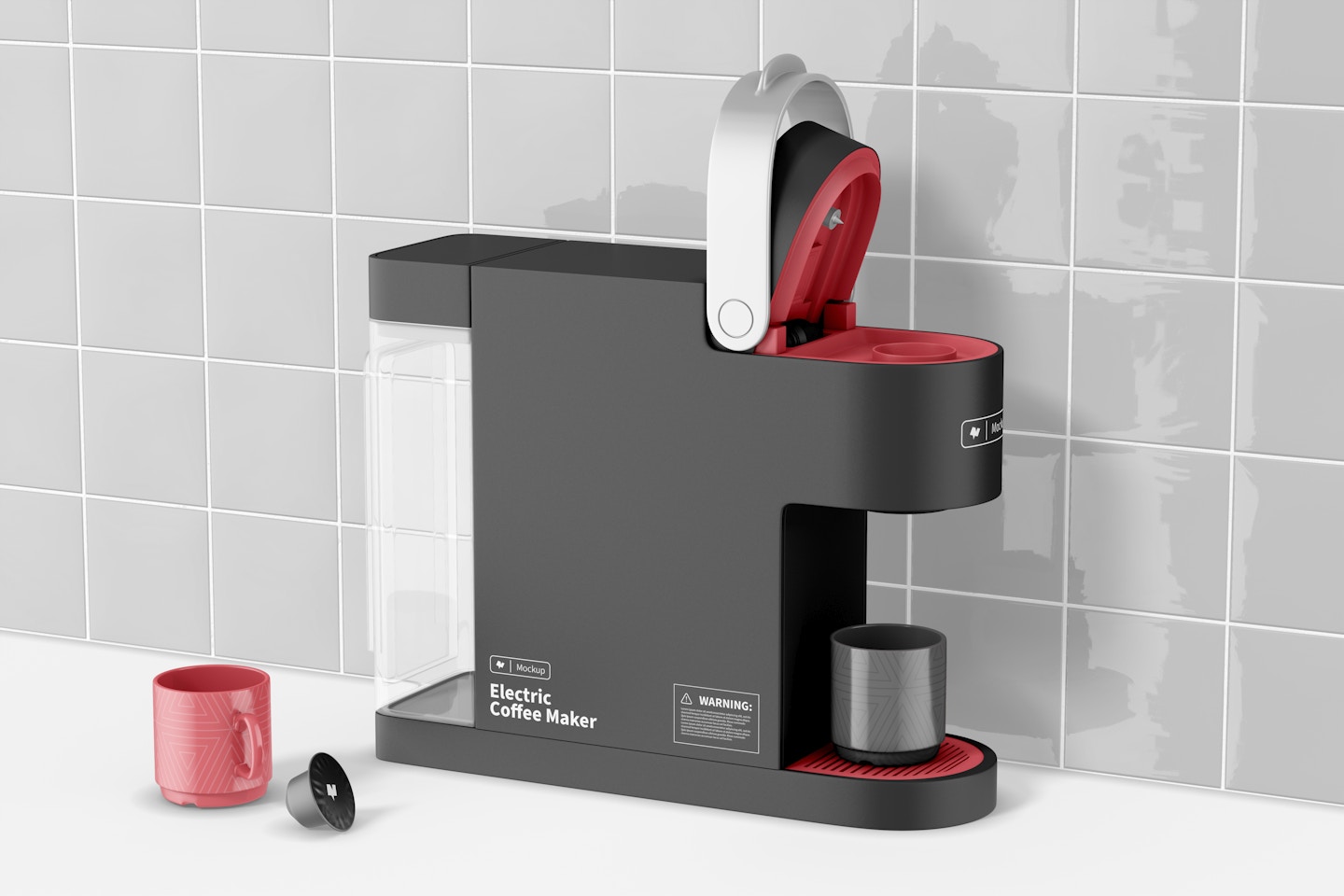 Electric Coffee Maker Mockup, Perspective