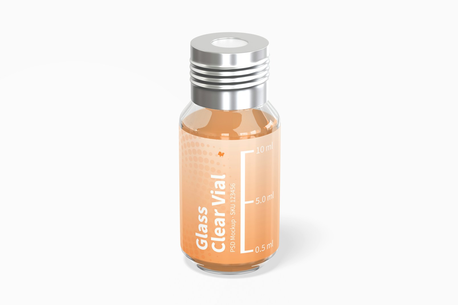 10 ml Glass Clear Vial Mockup, Front View