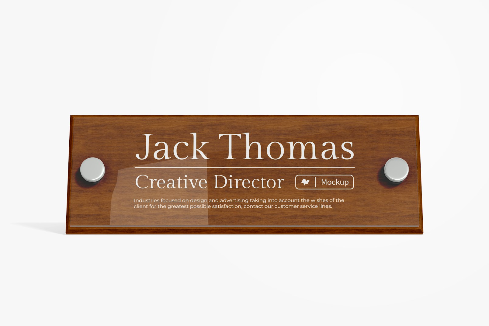 Desk Name Plate Mockup, Front View