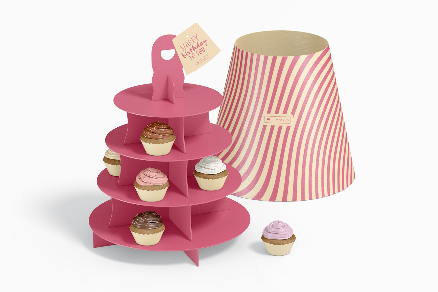 Dessert Takeaway Packaging Mockup, Perspective View Dessert Takeaway Packaging Mockup, Perspective View
