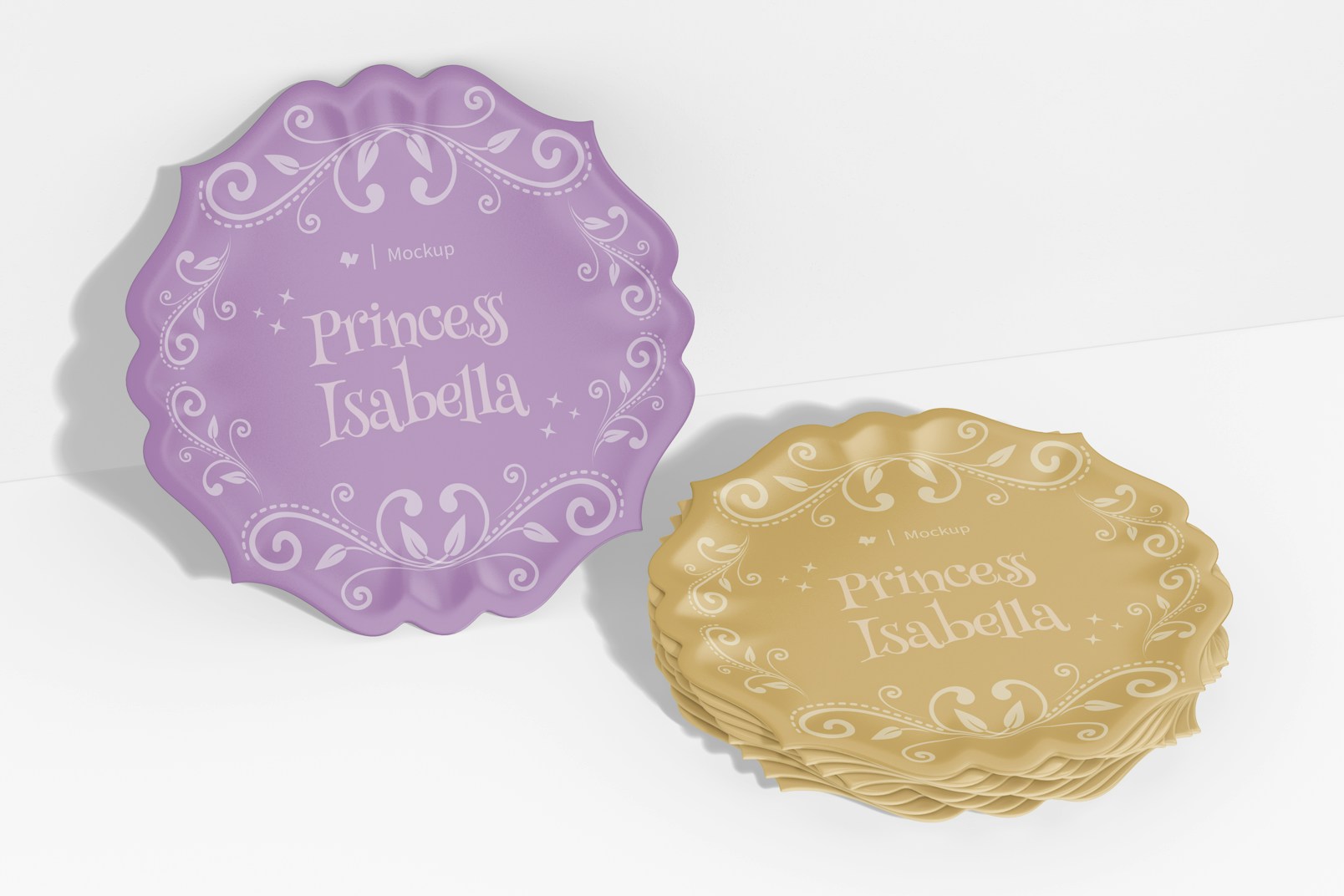 Princess Plate Mockup, Standing and Dropped