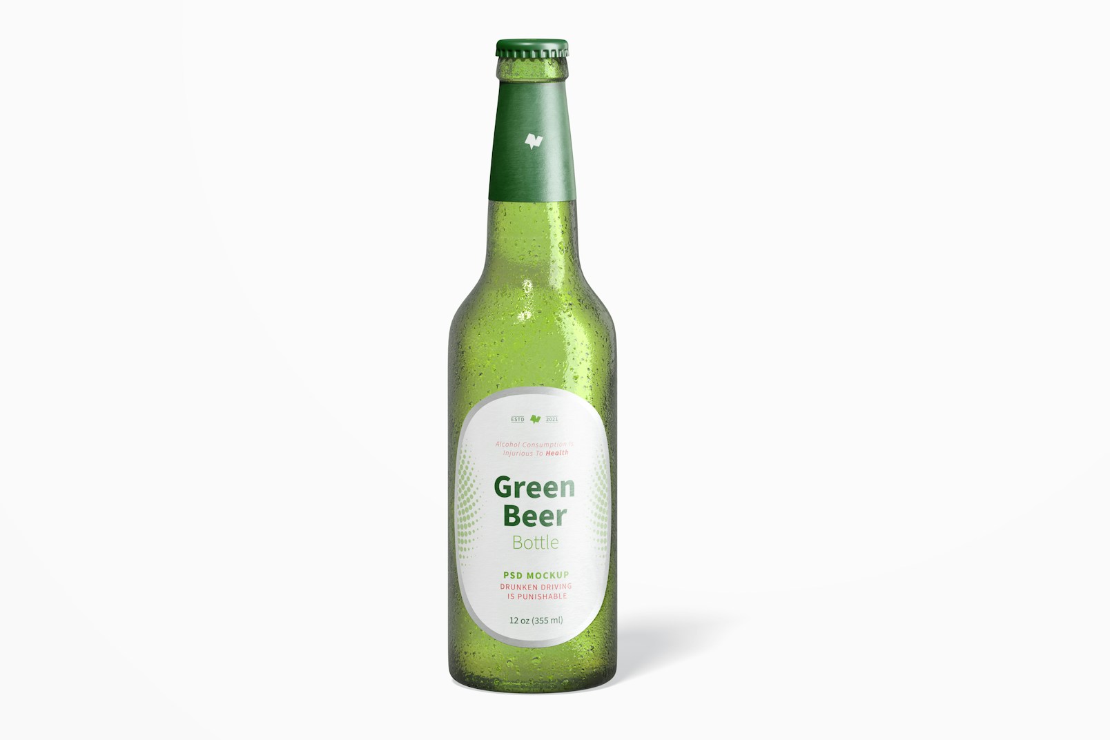 Green Beer Bottle Mockup
