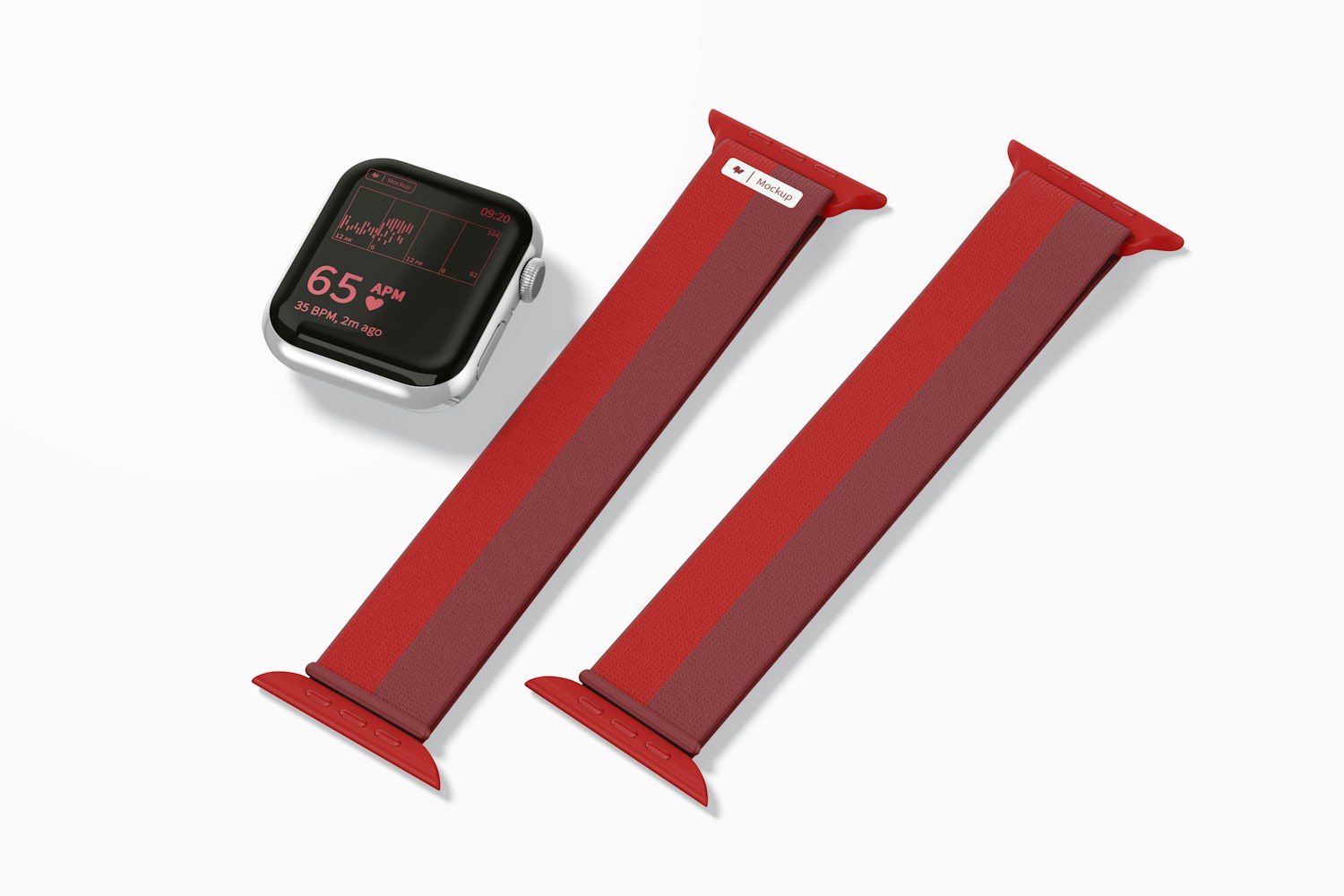 45mm Clover Sport Band Mockup, Top View