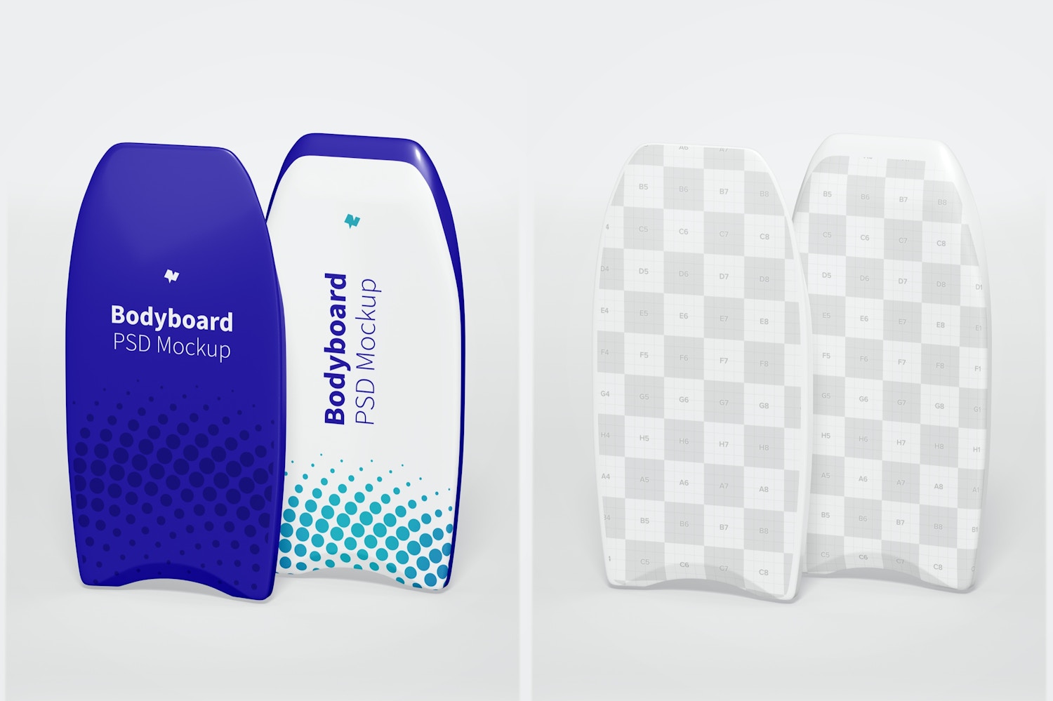 Bodyboard Mockup, Front and Back View