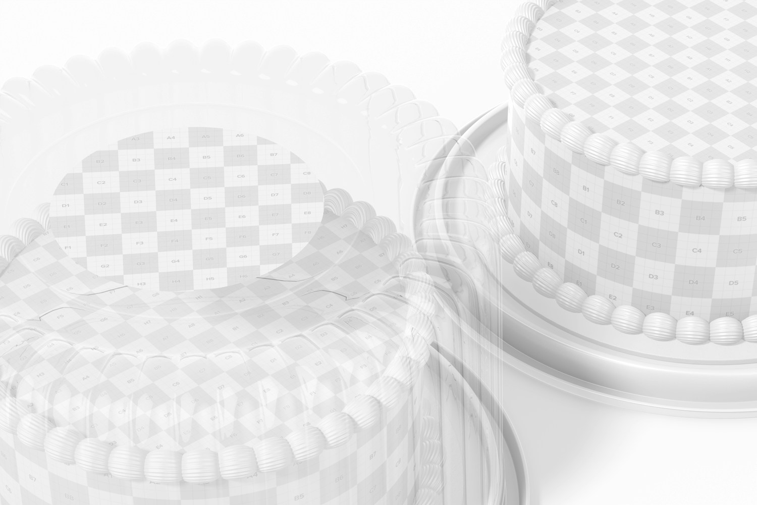Plastic Round Cake Containers Mockup, Close Up