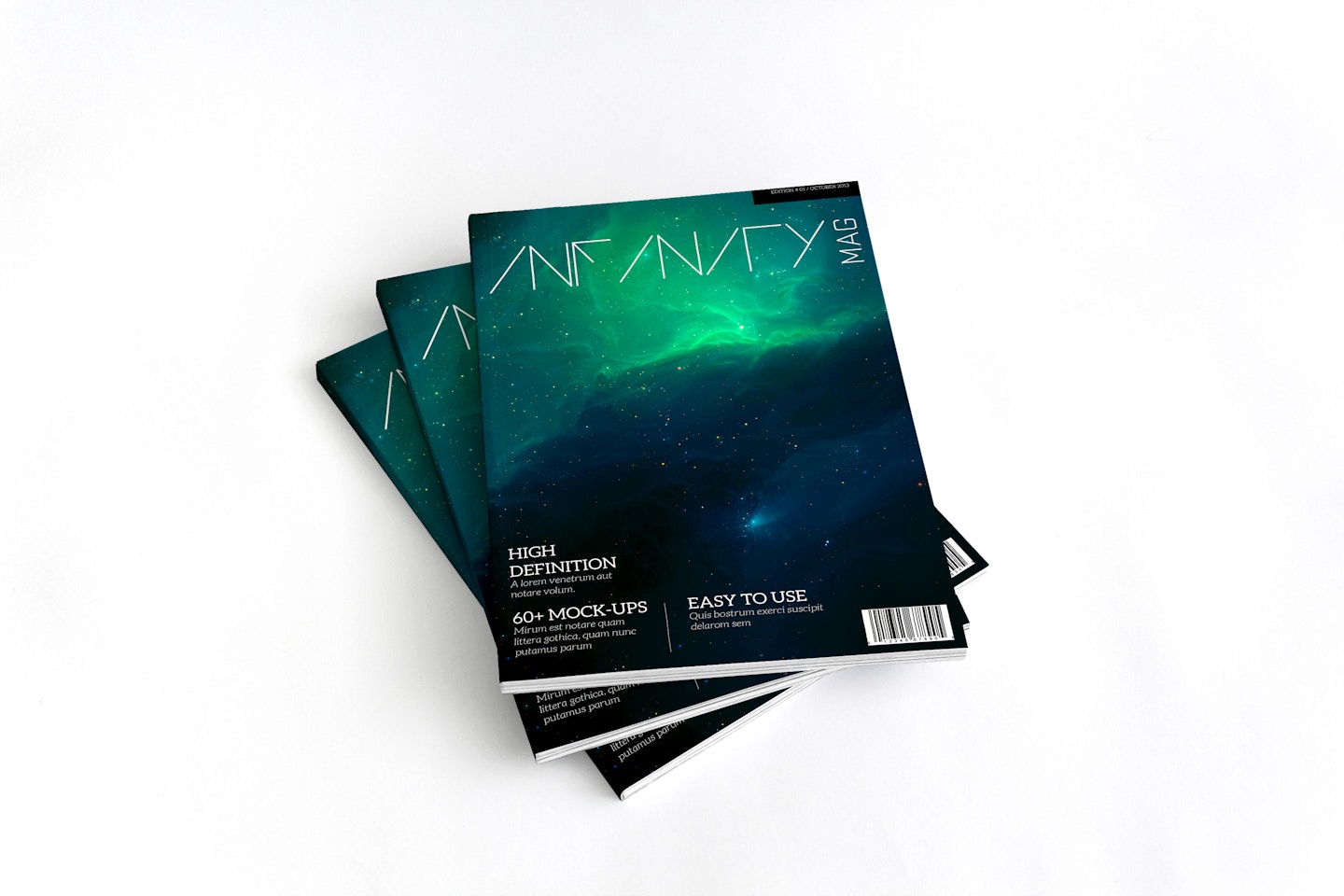 A4 Magazine Mockup Stack Covers 01